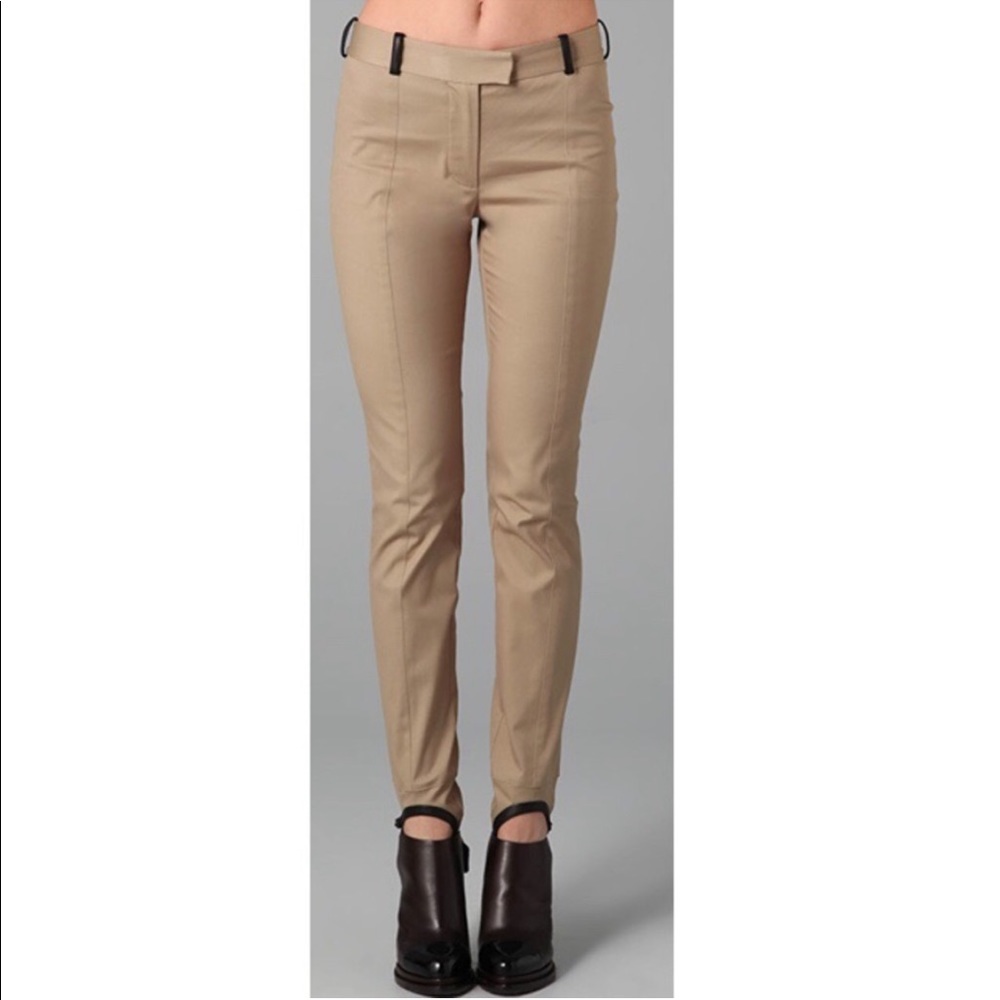 Alexander Wang Twill Skinny Stirrup Pants Leather Details